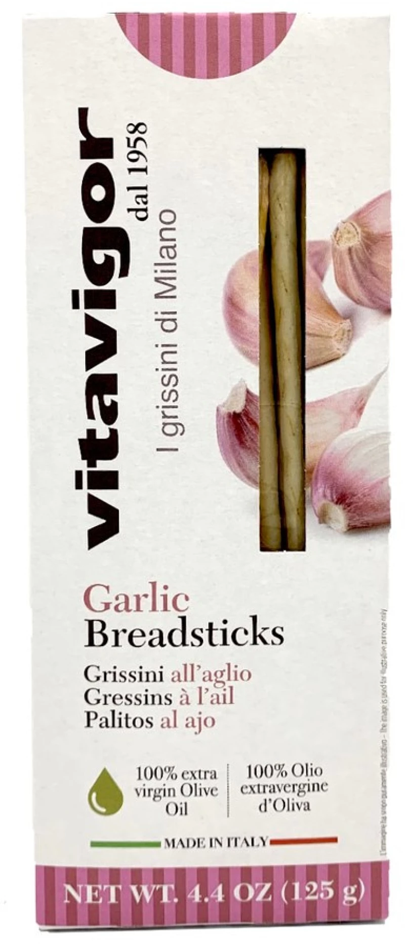 Κριτσίνια Ιταλικά Vitavigor Garlic Flavoured Breadsticks With Extra Virgin Olive Oil 125g