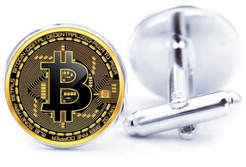 Ανδρικά μανικετόκουμπα με σχέδιο Bitcoin