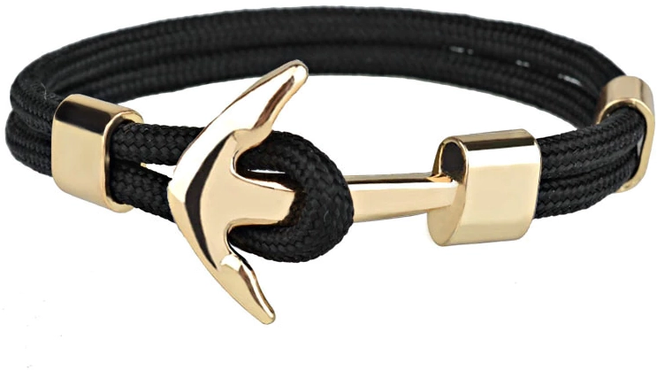 Ανδρικό βραχιόλι Rykle άγκυρα μαύρο-χρυσό