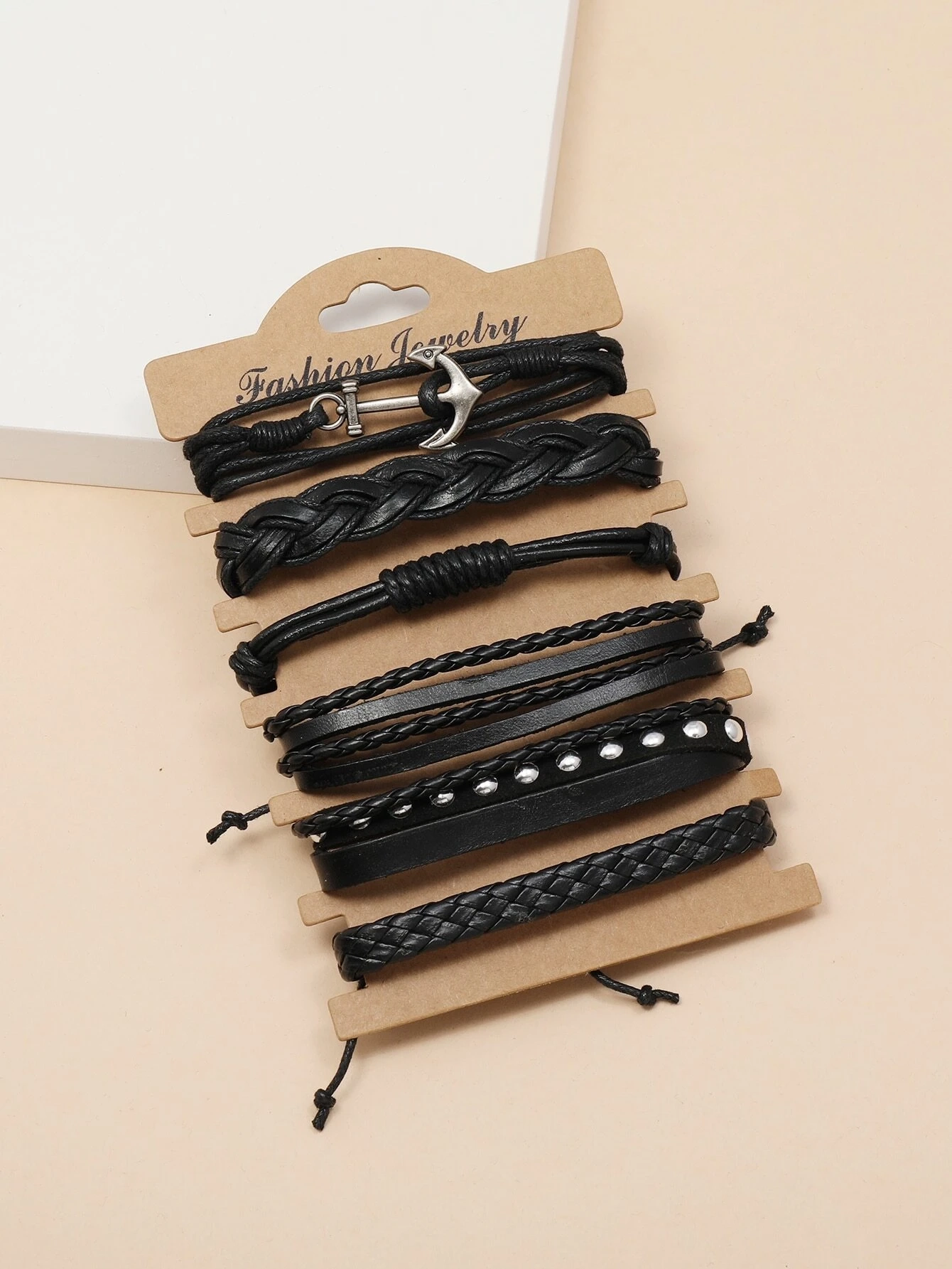 Ανδρικό δερμάτινο βραχιόλι 6 τμχ άγκυρα