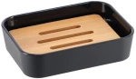 Σαπουνοθήκη rubber μαύρη με bamboo