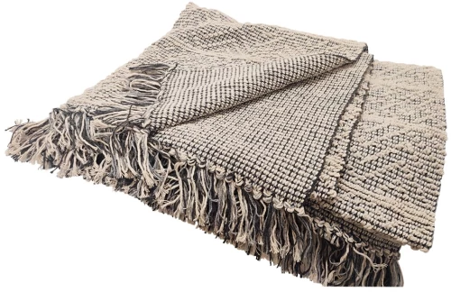 xαλί βαμβακερό  μπεζ/μαύρο 90x140