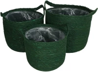 ArteLibre Καλάθι Πράσινο Seagrass 25x25x24cm Σετ 3Τμχ - 05150832 - inde.gr