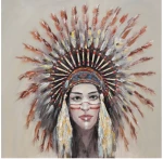 INDIAN GIRL ΠΙΝΑΚΑΣ ΚΑΜΒΑΣ ΞΥΛΟ 90x90xH3,5cmINTHEBOX