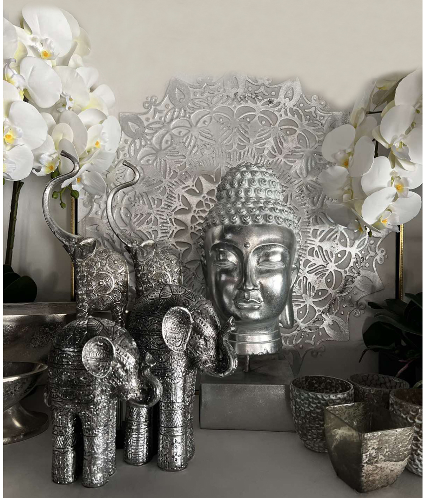 BUDAI DECO ΒΟΥΔΑΣ POLYRESIN ΑΣΗΜΙ 17,5x19xH41,5cmINTHEBOX