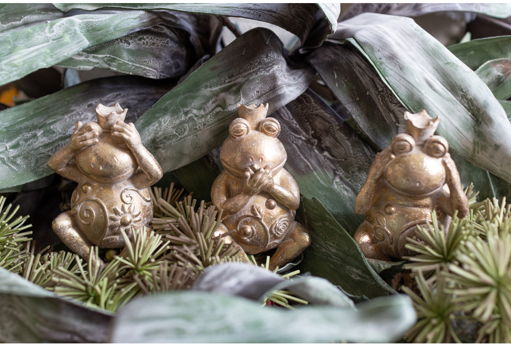 GRENOUILLE 3 DECO ΒΑΤΡΑΧΟΣ POLYRESIN ΧΡΥΣΟ 11,2x10xH22,6cmINTHEBOX