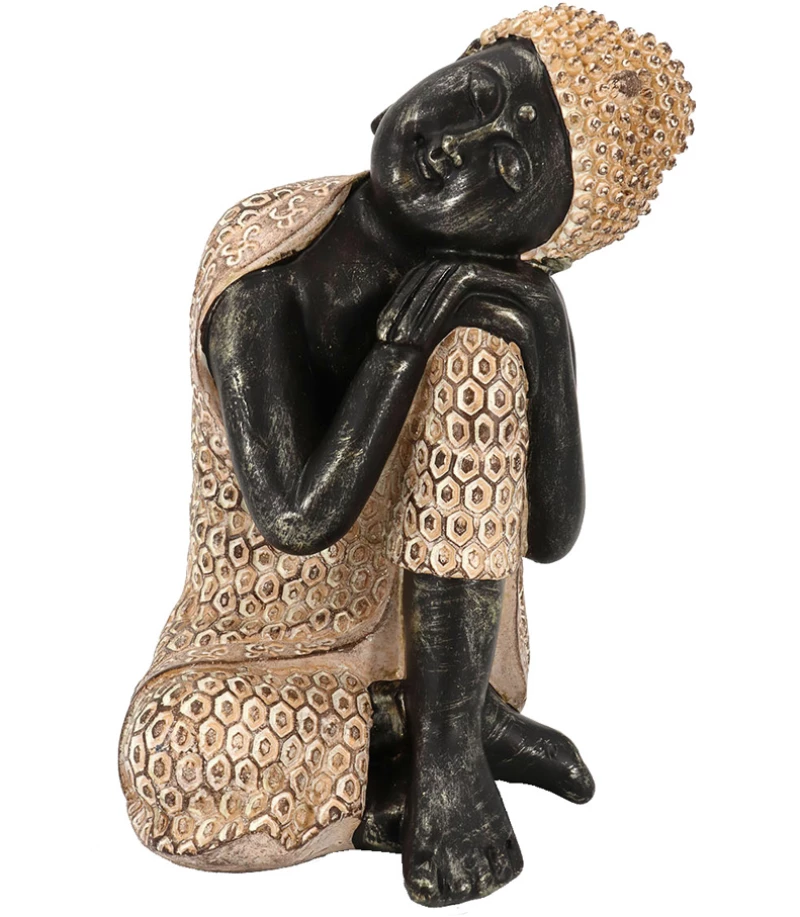RESTING BUDDHA 1 DECO ΒΟΥΔΑΣ POLYRESIN ΦΥΣΙΚΟ ΜΑΥΡΟ 15x14,5xH23,5cmINTHEBOX
