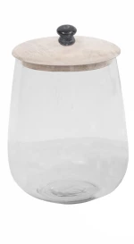 ACTIA ΔΟΧΕΙΟ ΑΠΟΘΗΚΕΥΣΗΣ ΜΕ ΚΑΠΑΚΙ ΓΥΑΛΙ ΞΥΛΟ WHITE WASHED D18xH26cmINTHEBOX
