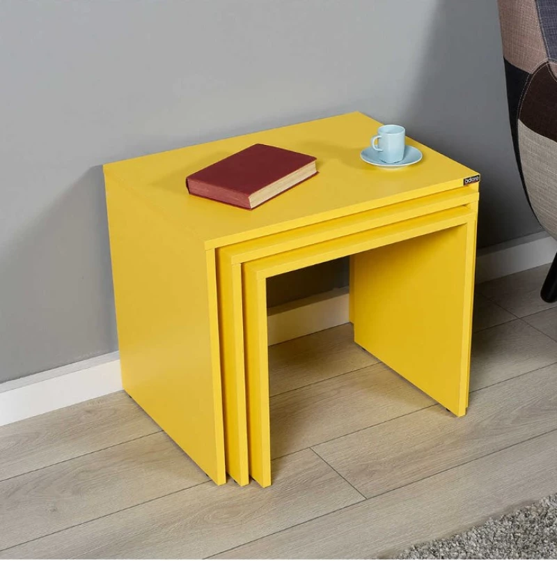 Σετ τραπεζάκια Ζιγκον κιτρινο 55x47x40cm