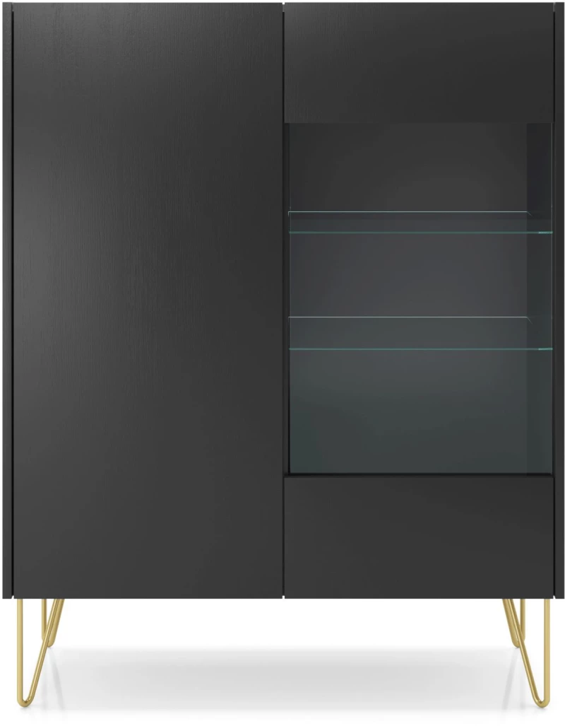 Βιτρίνα Harmony ανθρακί+Μάρμαρο 97x37x102cm