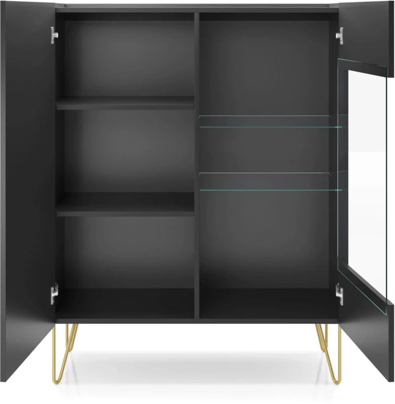 Βιτρίνα Harmony ανθρακί+Μάρμαρο 97x37x102cm
