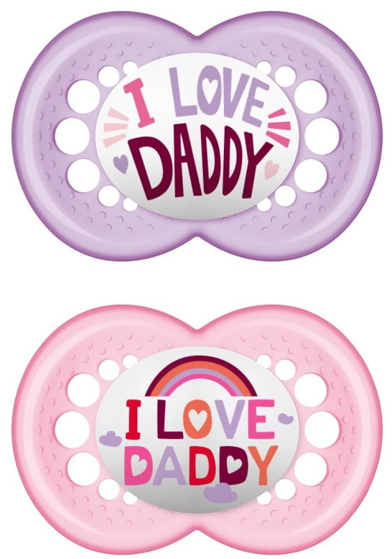 MAM Πιπίλα Σιλικόνης Ι Love Mummy & Daddy 6-16 μηνών Μωβ 170SG2
