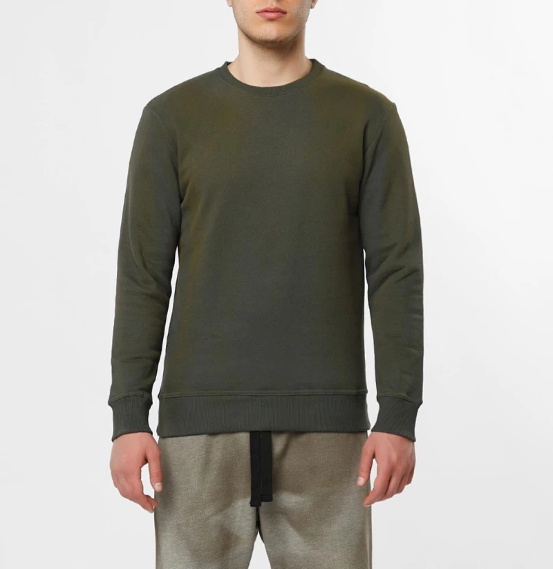 The Project Garments Acid Dye Organic Cotton Crew Neck Sweatshirt Light Khaki