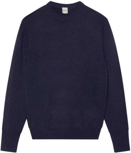Aspesi Super Geelong Wool Crew Neck Sweater Navy