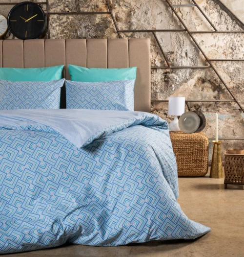 Σεντόνια Σετ "Luna" Echo Blue - Μονό λάστιχο (1x170x265, 1x105x200+30 +1 μαξ. 50×70)