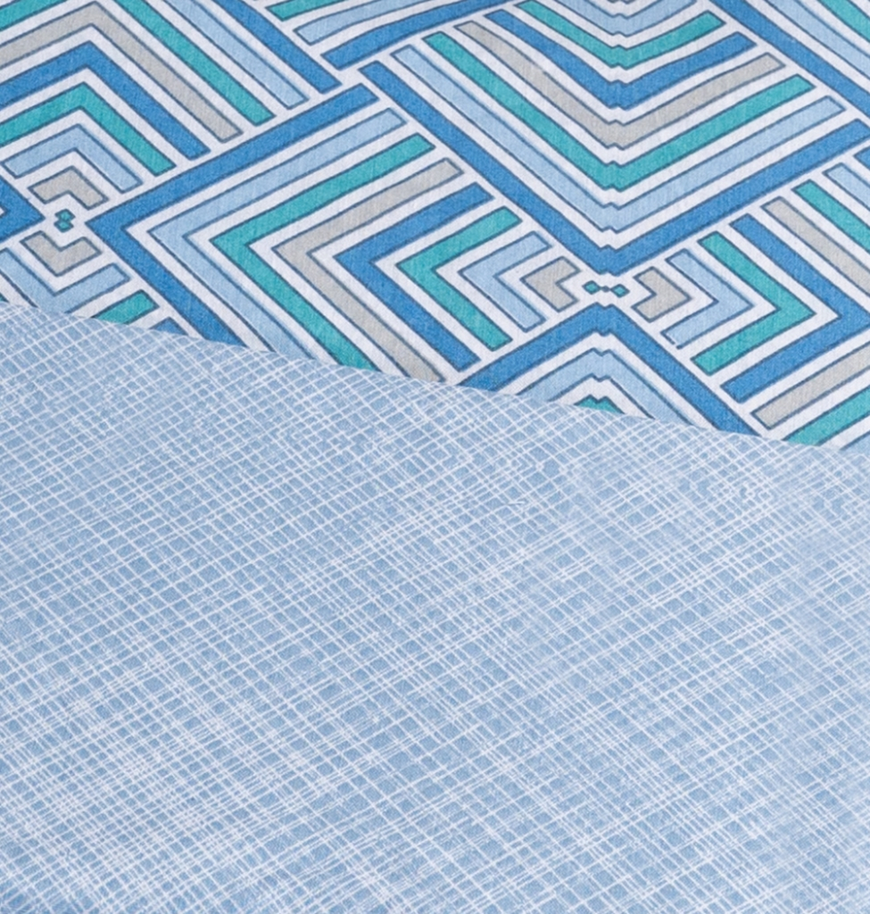 Σεντόνια Σετ "Luna" Echo Blue - Μονό λάστιχο (1x170x265, 1x105x200+30 +1 μαξ. 50×70)