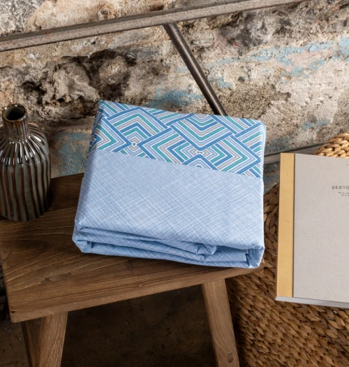 Σεντόνια Σετ "Luna" Echo Blue - Μονό λάστιχο (1x170x265, 1x105x200+30 +1 μαξ. 50×70)