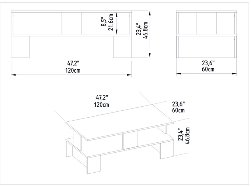Τραπέζι σαλονιού Olly pakoworld φυσικό 120x60x47εκ