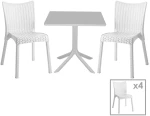 Τραπεζαρία κήπου Groovy-Confident pakoworld σετ 5τεμ PP λευκό 80x80x74,5εκ.