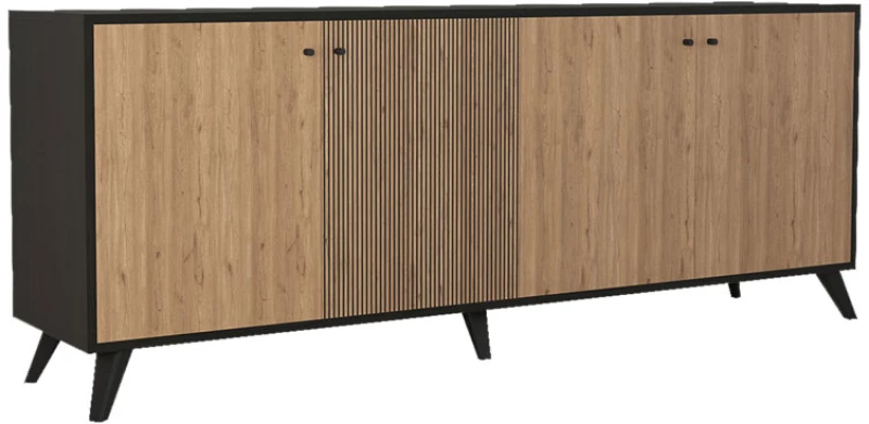 Μπουφές Flipter pakoworld μελαμίνης oak-μαύρο 182x40x78,6εκ