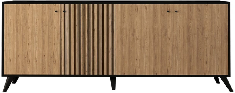 Μπουφές Flipter pakoworld μελαμίνης oak-μαύρο 182x40x78,6εκ