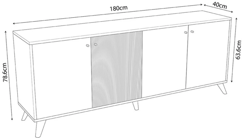 Μπουφές Flipter pakoworld μελαμίνης oak-μαύρο 182x40x78,6εκ
