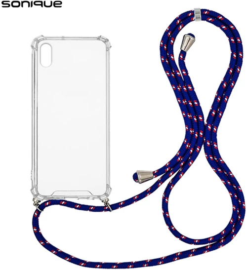 Θήκη Σιλικόνης με Κορδόνι Sonique Armor Clear Apple iPhone XS MAX Rainbow Μπλε - Sonique - Rainbow Μπλε - iPhone XS MAX