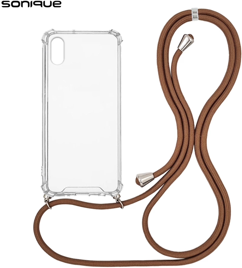 Θήκη Σιλικόνης με Κορδόνι Sonique Armor Clear Apple iPhone X / iPhone XS Καφέ - Sonique - Καφέ - iPhone X, iPhone XS