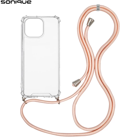 Θήκη Σιλικόνης με Κορδόνι Sonique Armor Clear Apple iPhone 14 Pro Max Ροζ Σατινέ - Sonique - Ροζ Σατινέ - iPhone 14 Pro Max