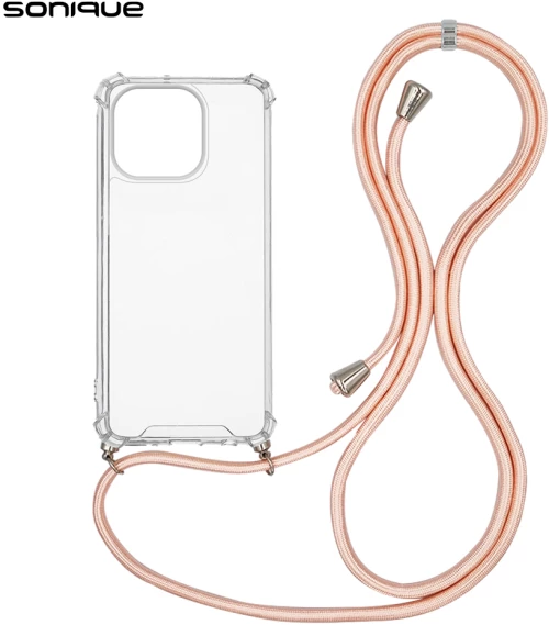 Θήκη Σιλικόνης με Κορδόνι Sonique Armor Clear Apple iPhone 14 Pro Ροζ Σατινέ - Sonique - Ροζ Σατινέ - iPhone 14 Pro