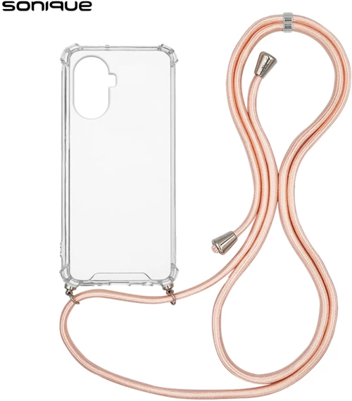 Θήκη Σιλικόνης με Κορδόνι Sonique Armor Clear Huawei Nova Y70 Ροζ Σατινέ - Sonique - Ροζ Σατινέ - Nova Y70