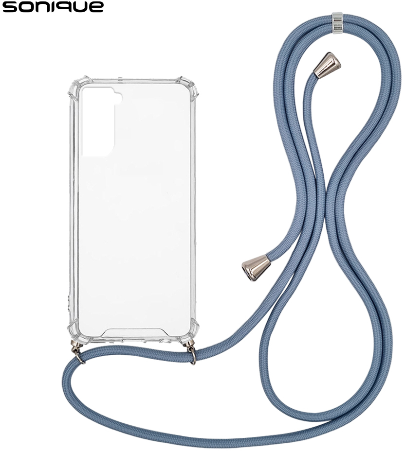 Θήκη Σιλικόνης με Κορδόνι Sonique Armor Clear Samsung Galaxy S21 Μπλε Γκρι - Sonique - Μπλε Γκρι - Galaxy S21