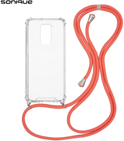 Θήκη Σιλικόνης με Κορδόνι Sonique Armor Clear Xiaomi Redmi Note 9 Κοραλλί - Sonique - Κοραλλί - Redmi Note 9