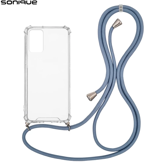 Θήκη Σιλικόνης με Κορδόνι Sonique Armor Clear Xiaomi Redmi Note 10 / Redmi Note 10s / Poco M5s Μπλε Γκρι - Sonique - Μπλε Γκρι - Poco M5s, Redmi Note 10, Redmi Note 10s