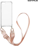 Θήκη Σιλικόνης με Strap Sonique Armor Clear Apple iPhone 7 / iPhone 8 / iPhone SE 2020 / iPhone SE 2022 Ροζ - Sonique - Ροζ - iphone 7, iphone 8, iPhone SE 2020, iPhone SE 2022