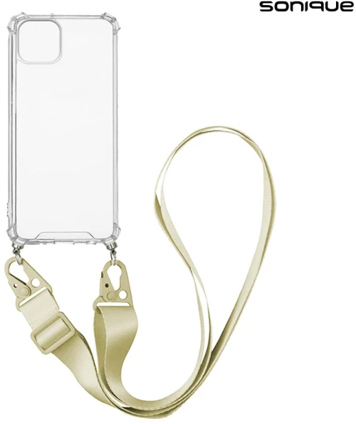 Θήκη Σιλικόνης με Strap Sonique Armor Clear Apple iPhone 14 Plus Μπεζ - Sonique - Μπεζ - iPhone 14 Plus