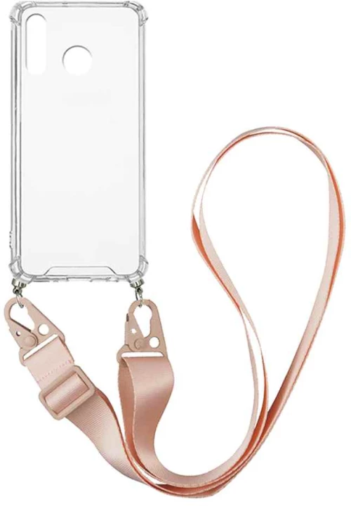 Θήκη Σιλικόνης με Strap Sonique Armor Clear Huawei P30 Lite Ροζ - Sonique - Ροζ - P30 Lite
