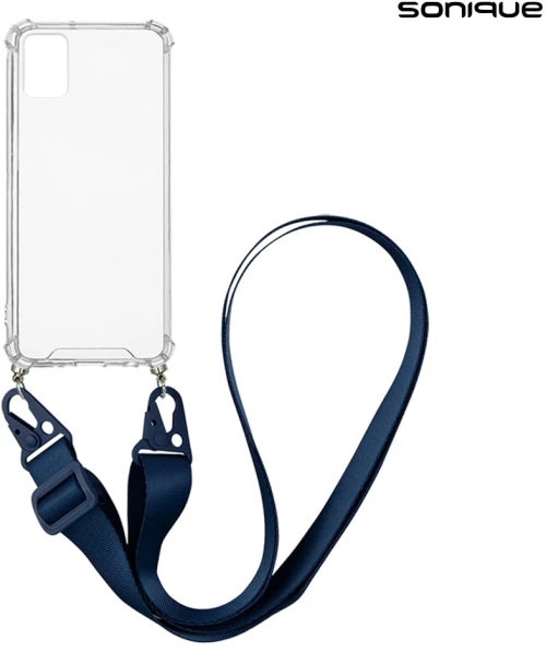 Θήκη Σιλικόνης με Strap Sonique Armor Clear Samsung Galaxy A71 Μπλε Σκούρο - Sonique - Μπλε Σκούρο - Galaxy A71