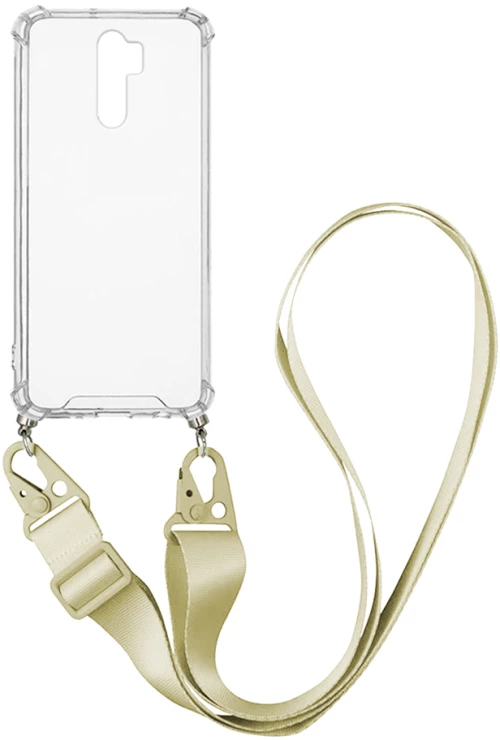 Θήκη Σιλικόνης με Strap Sonique Armor Clear Xiaomi Redmi 9 Μπεζ - Sonique - Μπεζ - Redmi 9