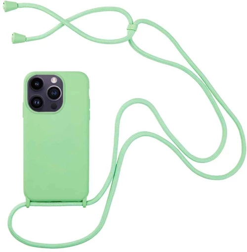 Θήκη Σιλικόνης με Κορδόνι CarryHang Apple iPhone 14 Pro Πράσινο Ανοιχτό - My Colors - Πράσινο Ανοιχτό - iPhone 14 Pro