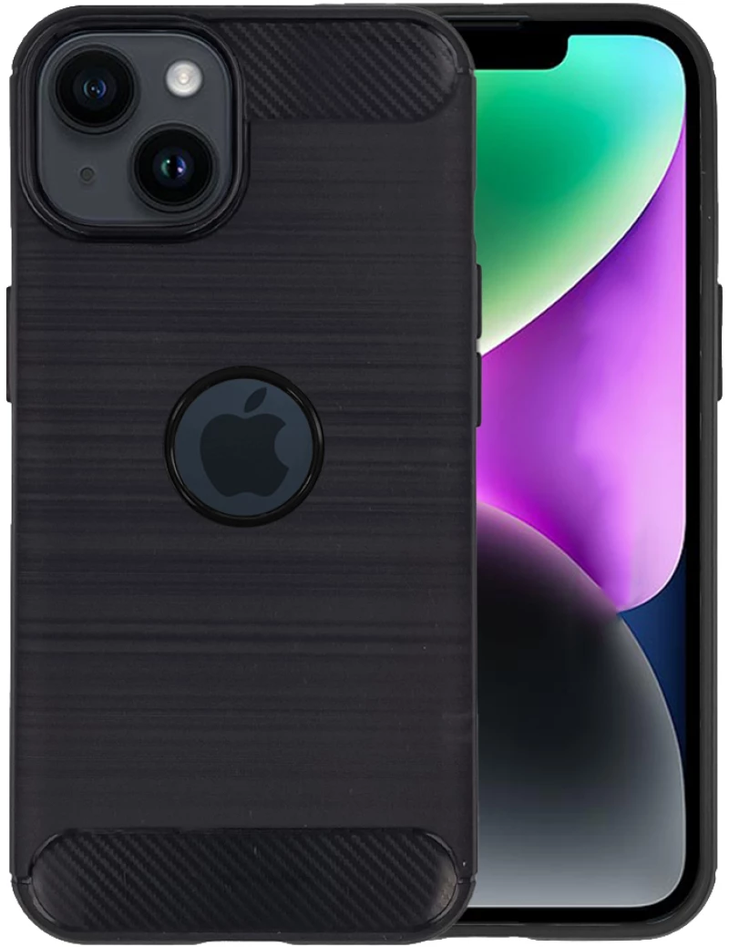 Θήκη Σιλικόνης Carbon TPU Fiber Brushed Apple iPhone 14 Μαύρο - OEM - Μαύρο - iPhone 14