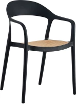 Πολυθρόνα Ember pakoworld με UV protection PP μπεζ-μαύρο 52.5x56.5x81εκ.
