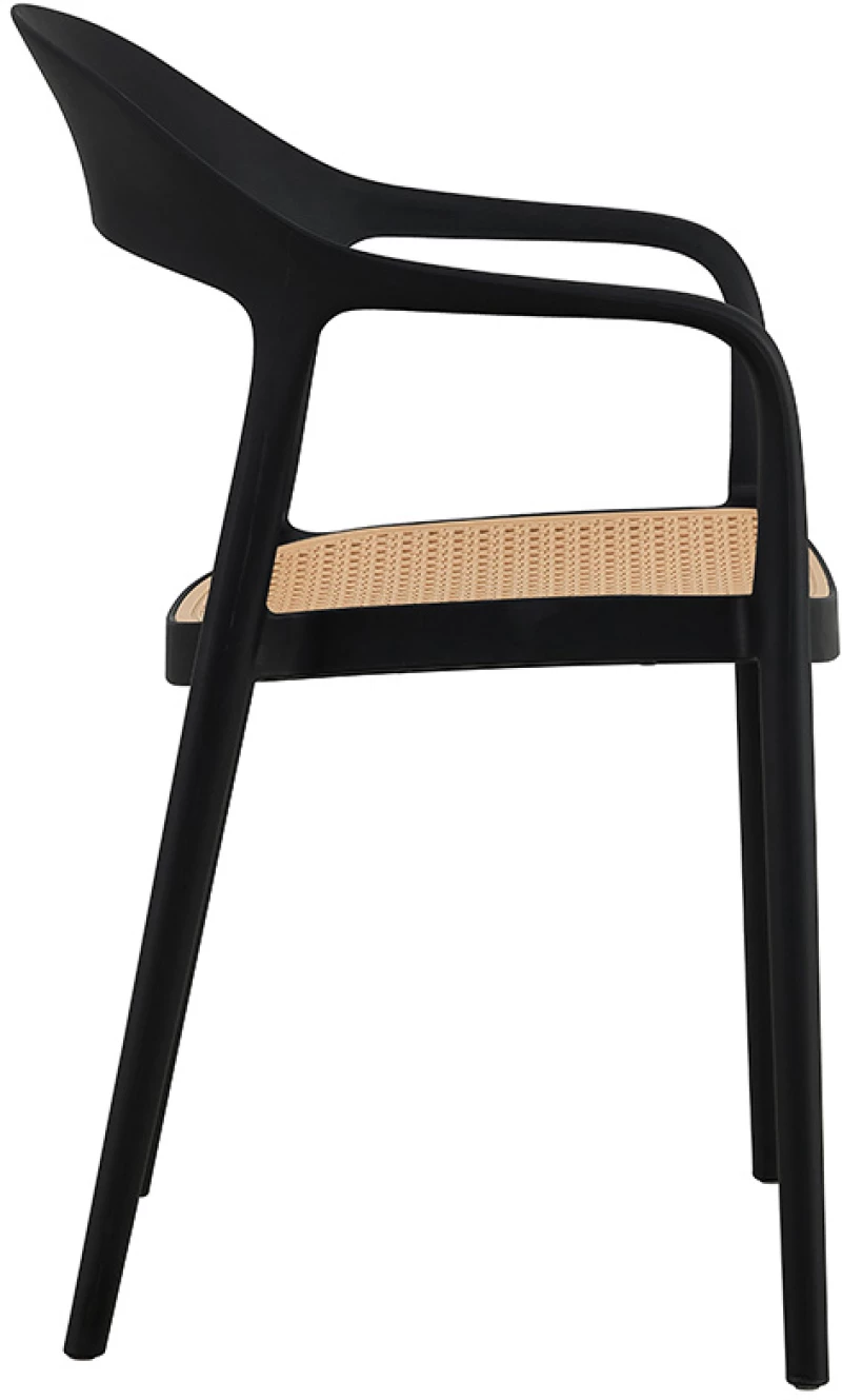 Πολυθρόνα Ember pakoworld με UV protection PP μπεζ-μαύρο 52.5x56.5x81εκ.