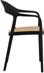 Πολυθρόνα Ember pakoworld με UV protection PP μπεζ-μαύρο 52.5x56.5x81εκ.