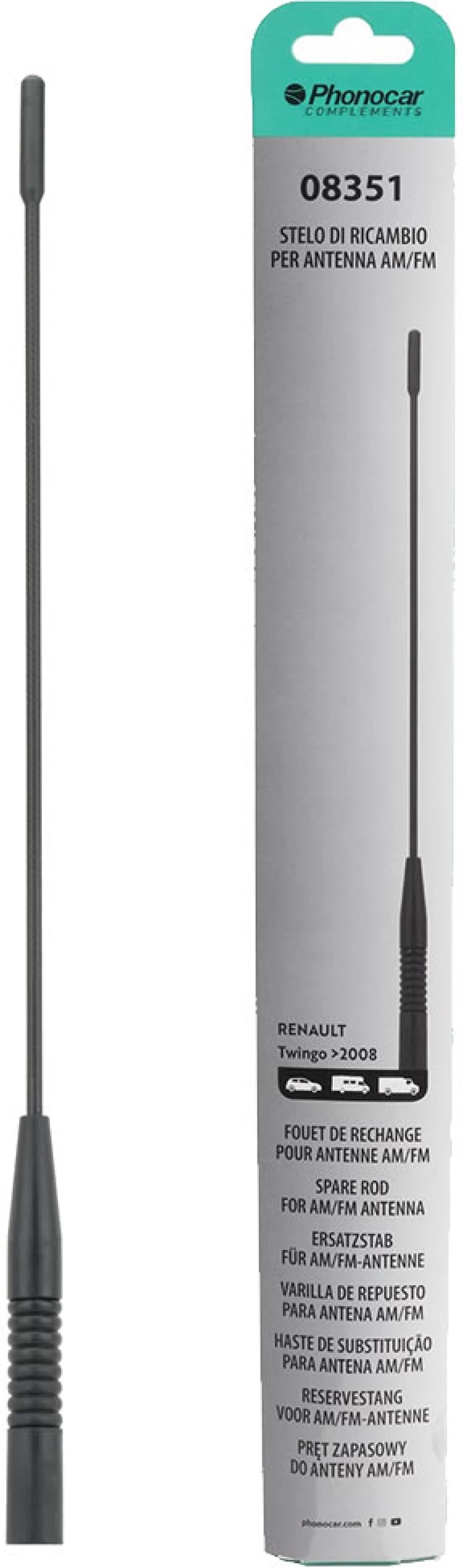Στέλεχος κεραίας οροφής 36.5 Cm Fibreglass M5-M6 - 08.351 Phonocar