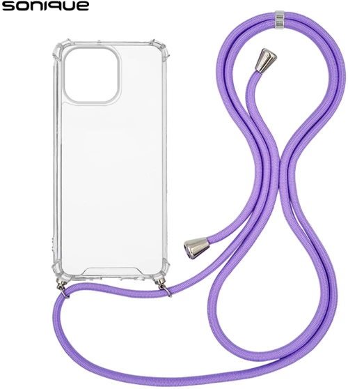 Θήκη Σιλικόνης με Κορδόνι Sonique Armor Clear Apple iPhone 14 Pro Max Λιλά - Sonique - Λιλά - iPhone 14 Pro Max