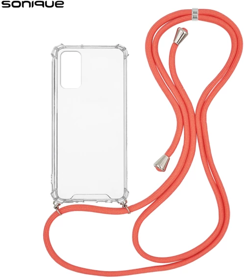 Θήκη Σιλικόνης με Κορδόνι Sonique Armor Clear Samsung Galaxy A13 5G / Galaxy A04s Κοραλλί - Sonique - Κοραλλί - Galaxy A04s, Galaxy A13 5G