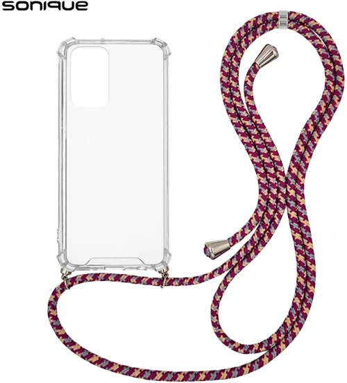 Θήκη Σιλικόνης με Κορδόνι Sonique Armor Clear Xiaomi Redmi Note 10 5G / Poco M3 Pro 5G Rainbow Μπορντό - Sonique - Rainbow Μπορντό - Poco M3 Pro 5G, Redmi Note 10 5G