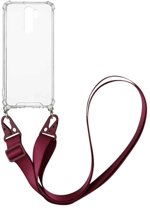Θήκη Σιλικόνης με Strap Sonique Armor Clear Xiaomi Redmi Note 8 Pro Μπορντώ - Sonique - Μπορντώ - Redmi Note 8 Pro