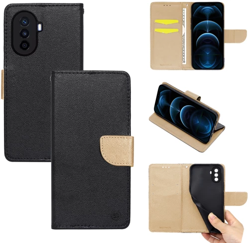 Θήκη Βιβλίο Sonique Trend Book Huawei Nova Y70 Μαύρο / Χρυσό - Sonique - Μαύρο / Χρυσό - Nova Y70